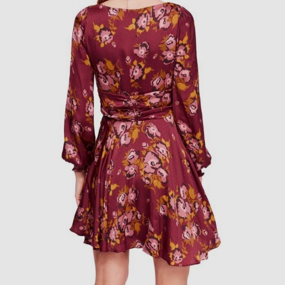 Free People Morning Light Satin Floral Printed Mini Dress Sz 10 - Picture 8 of 17